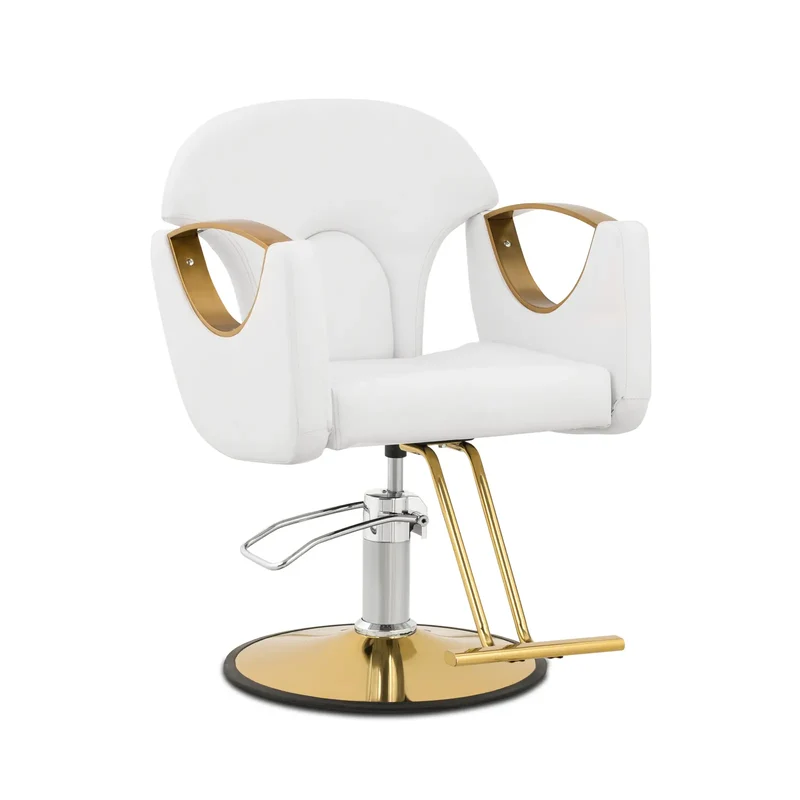 Fauteuil de coiffure avec repose-pieds 89 x 62 x 102 cm 180 kg acier inoxydable PU blanc 14_0008974