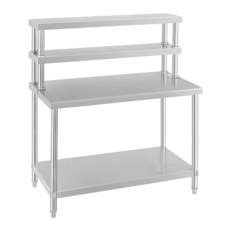 Table inox avec étagère 2 niveaux acier inoxydable 14_0003726