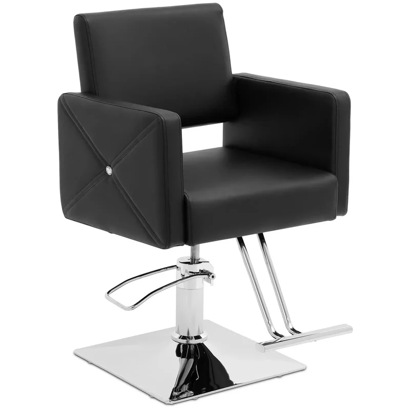 Fauteuil de coiffeur carlisle avec repose-pieds hauteur d'assise 55 cm 150 kg noir acier inoxydable pu contreplaqué mousse noir 14_0008960
