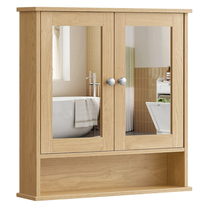 Armoire de toilettes murale salle de bains 13 x 56,5 x 58,5 cm avec portes et miroirs 12_0003697