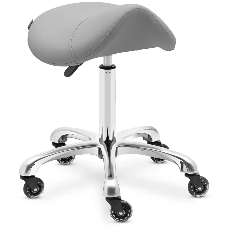 Tabouret selle de cheval 150 kg gris foncé alliage d'aluminium PVC PU contreplaqué mousse synthétique gris foncé 14_0010086