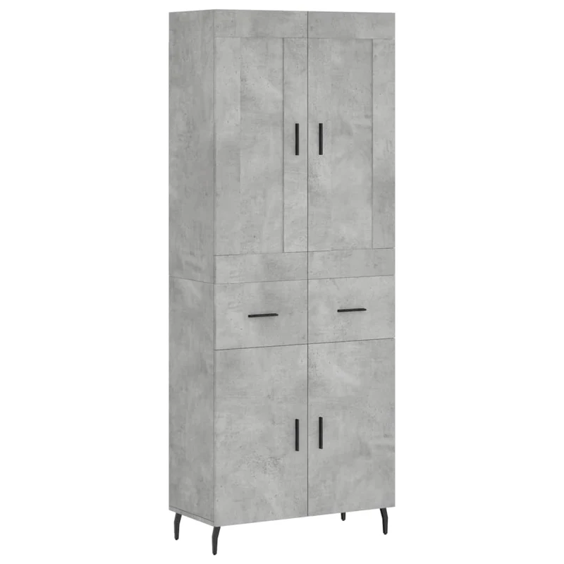 Buffet bahut commode armoire meuble de rangement organisateur cuisine salle de séjour salon haut 69,5 x 34 x 180 cm bois d'ingénierie gris 02_0034493