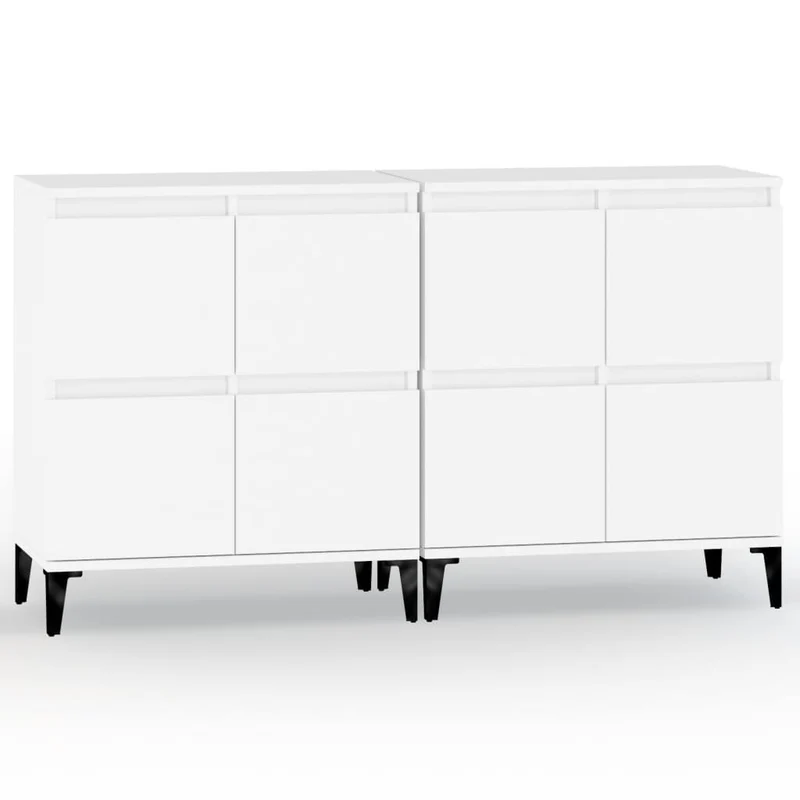 Buffet bahut commode armoire meuble de rangement organisateur cuisine salle de séjour salons lot de 2 60 x 35 x 70 cm bois d'ingénierie blanc 02_0036682