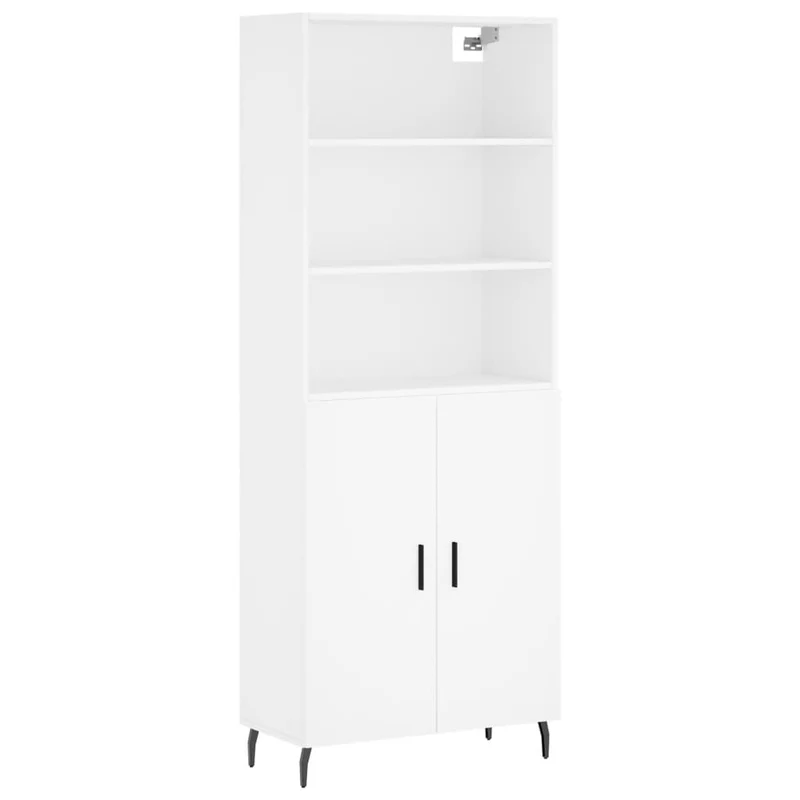 Buffet bahut commode armoire meuble de rangement organisateur cuisine salle de séjour salon haut 69,5 x 34 x 180 cm bois d'ingénierie blanc 02_0032742