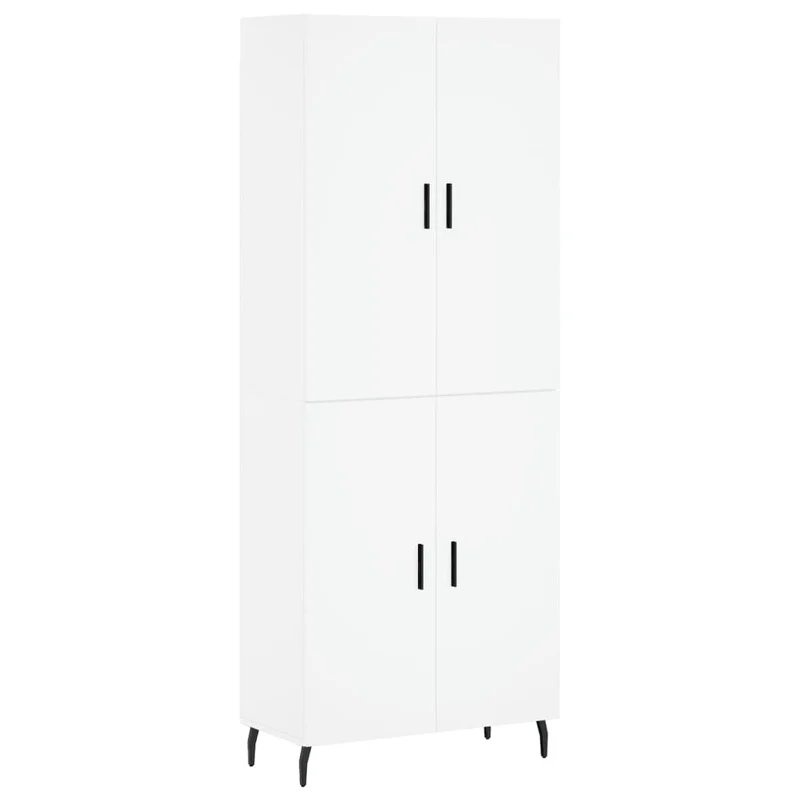 Buffet bahut commode armoire meuble de rangement organisateur cuisine salle de séjour salon haut 69,5 x 34 x 180 cm bois d'ingénierie blanc 02_0032586