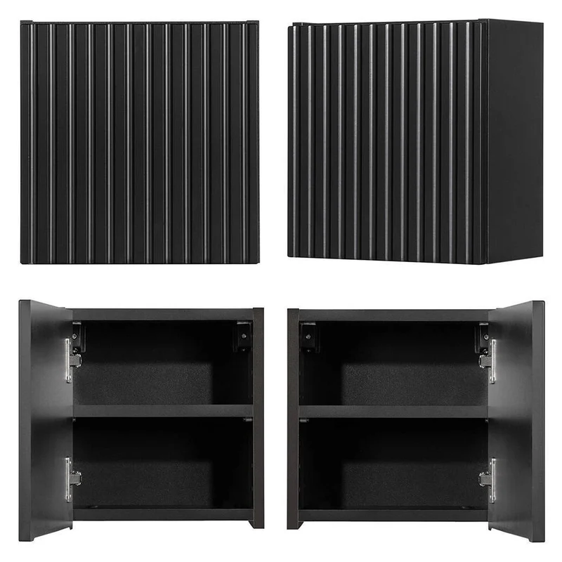 Armoire étagère 30 x 30 x 19 cm meuble de rangement murale de salle de bain noir 03_0008896