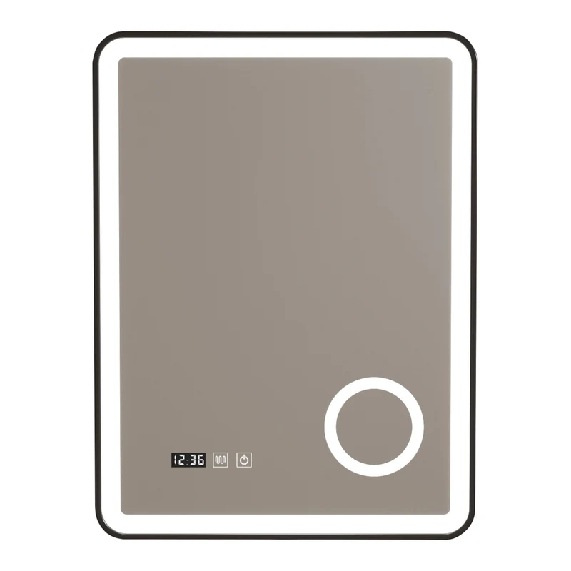 Miroir décoration moderne design LED pour salle de bain 80 x 60 cm noir 03_0010166