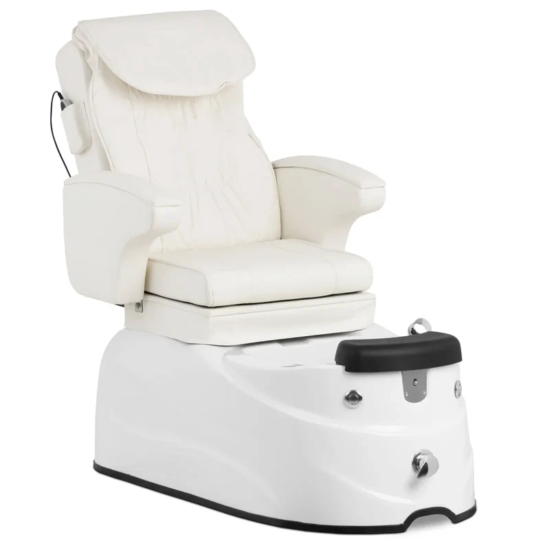 Fauteuil pédicure électrique avec bain de pieds 105 watts 150 kg fonction de massage blanc 14_0009011