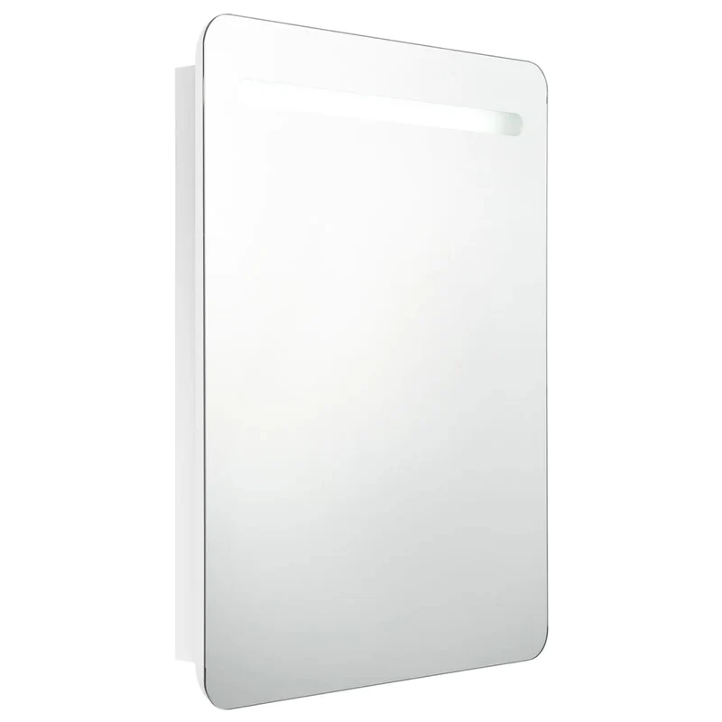 Armoire de salle de bain à miroir led 60 x 11 x 80 cm blanc brillant 02_0006582