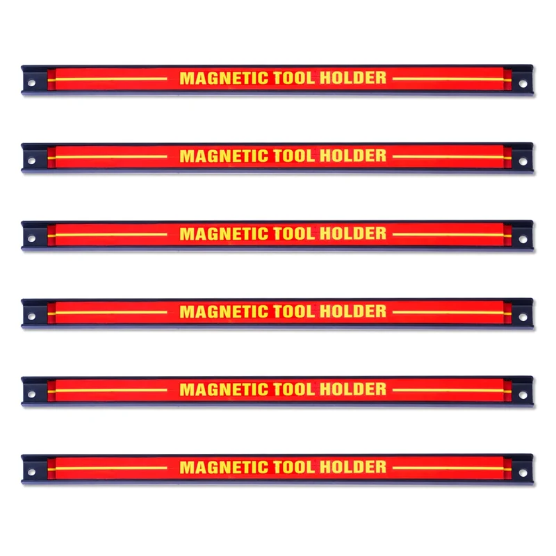 Lot de 6 barres magnétiques pour outils 46 x 2,3 x 1,25 cm puissance 10 kg rangement pratique en acier rouge noir jaune 20_0020138