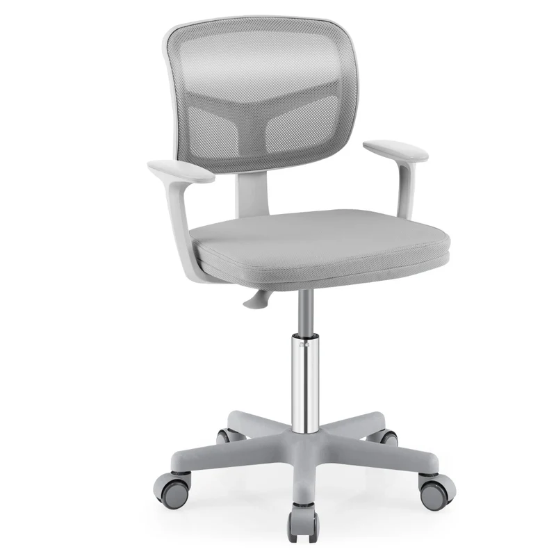 Chaise de bureau enfant réglable 54 x 50 x 80-91,5 cm soutien lombaire pivotant design moderne en gris 20_0020592