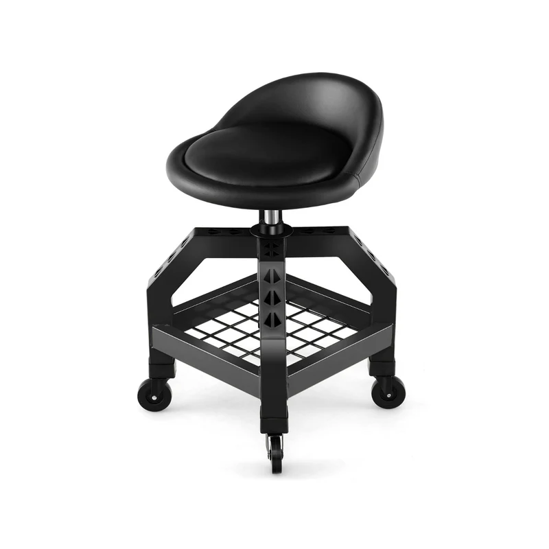 Tabouret de mécanicien réglable 42 x 44 x 67-80 cm élevé confort ergonomique roues universelles en métal jaune 20_0014156