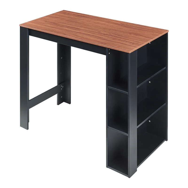Table de Bar 3 Étagères 120x60x106 cm Effet Noyer Noir 03_0010989