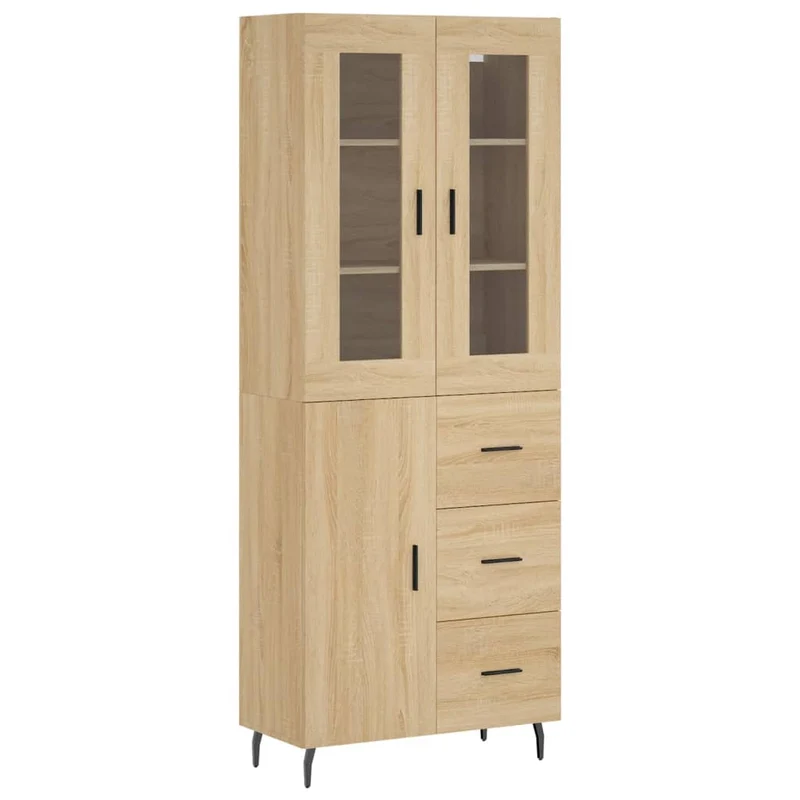 Buffet bahut commode armoire meuble de rangement organisateur cuisine salle de séjour salon haut sonoma 69,5 x 34 x 180 cm bois d'ingénierie marron 02_0034192