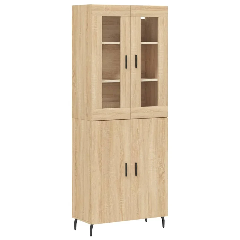 Buffet bahut commode armoire meuble de rangement organisateur cuisine salle de séjour salon haut sonoma 69,5 x 34 x 180 cm bois d'ingénierie marron 02_0034115