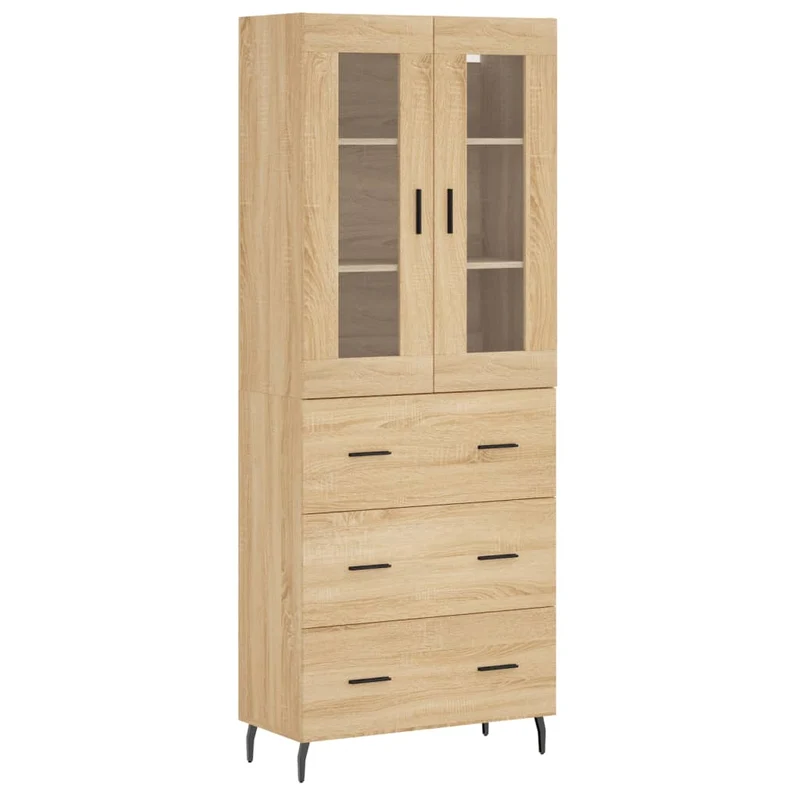 Buffet bahut commode armoire meuble de rangement organisateur cuisine salle de séjour salon haut sonoma 69,5 x 34 x 180 cm bois d'ingénierie marron 02_0034114