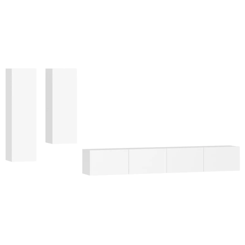 Ensemble de meubles armoire buffet TV télévision salon chambre séjour 4 pièces bois d'ingénierie blanc 02_0024669