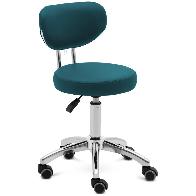 Tabouret à roulette avec dossier 150 kg turquoise aluminium PVC mousse synthétique turquoise 14_0010100