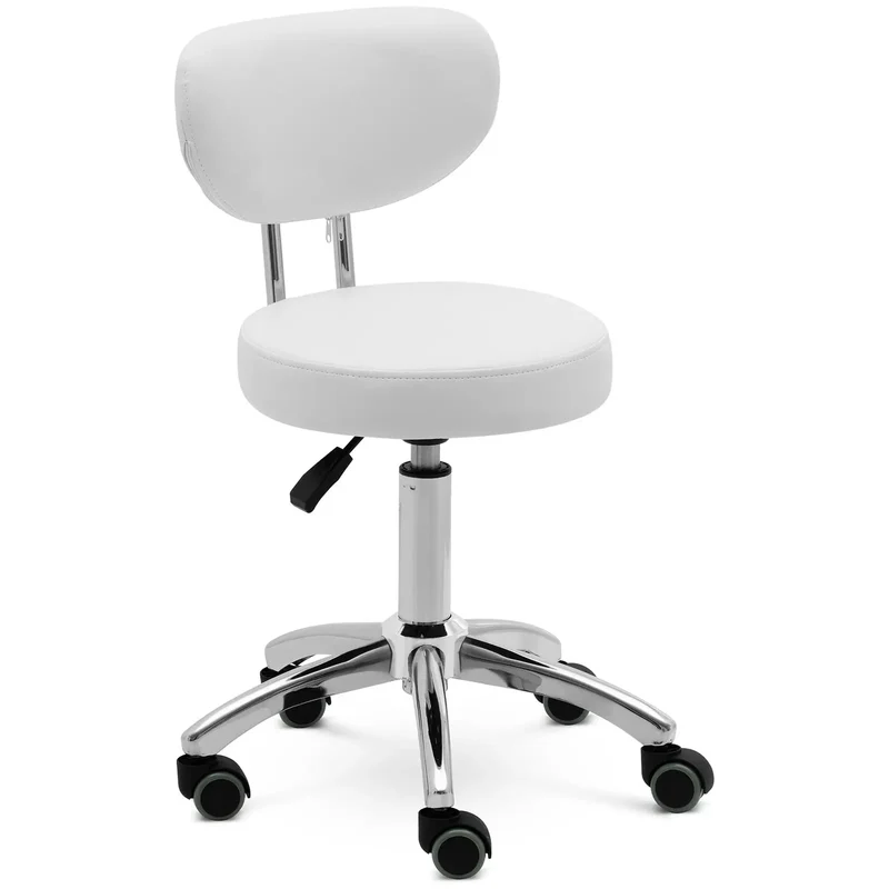 Tabouret à roulette professionnel avec dossier 60 cm 150 kg blanc 14_0010098