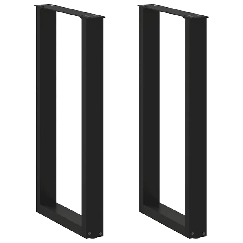 Lot de 2 pieds de table de bar en U réglables 50 x 90-91 cm design moderne en acier noir 02_0057460