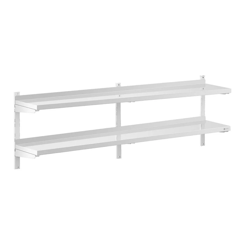 Étagère murale professionnel - 2 tablettes acier inoxydable - 30 x 200 cm 14_0001549