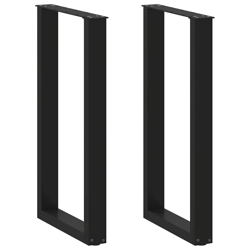 Lot de 2 pieds de table de bar en U réglables 40 x 90-91 cm design moderne en acier noir 02_0057456