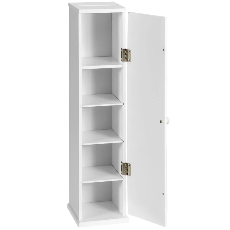 Meuble gain de place pour papier toilette 16 x 17 x 69 cm rangement pratique moderne en MDF blanc 20_0013692