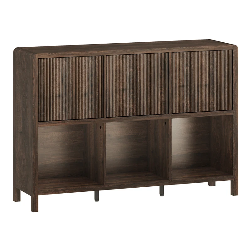 Commode meuble de rangement pratique entrée salon chambre 76,5 x 110 x 30 cm MDF effet noyer marron 03_0009301