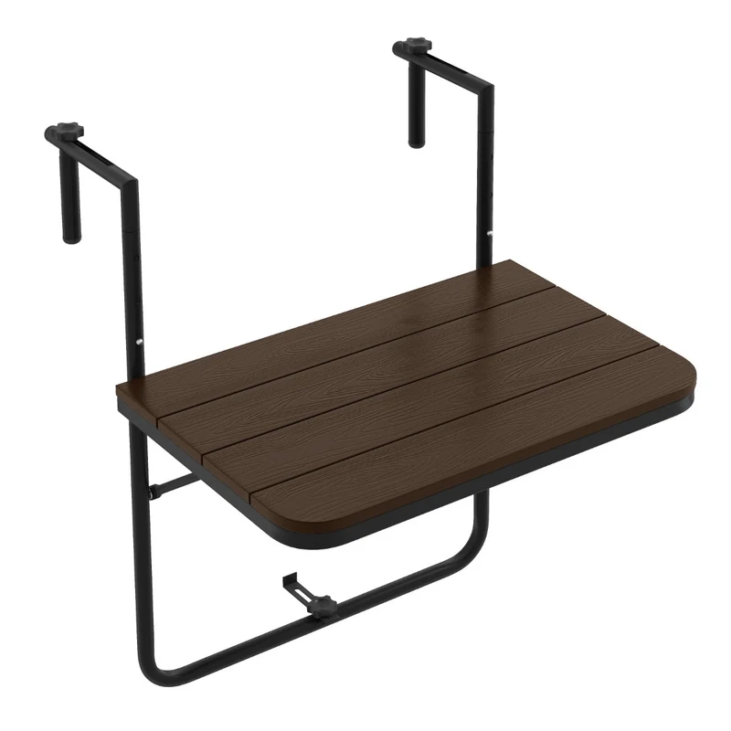 Table suspendue pliante 62,5 x 60 x 73/78,5/84 cm ergonomique résistance à la rouille moderne en hips marron 20_0013898