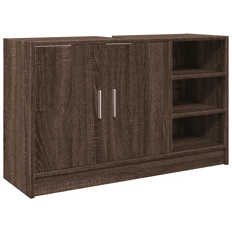 Armoire sous évier moderne chêne marron 90 x 29 x 55 cm grand espace de rangement style épuré en bois d'ingénierie marron 02_0049547