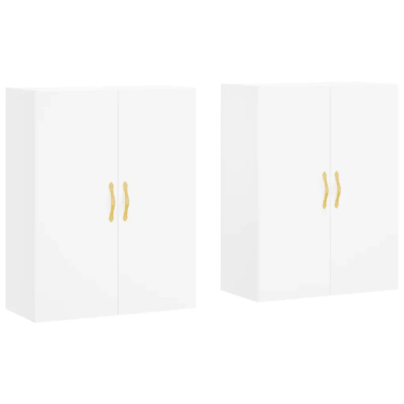 Lot de 2 armoires murales élégantes 69,5 x 34 x 90 cm grand espace de rangement design intemporel en bois d'ingénierie blanc 02_0055348