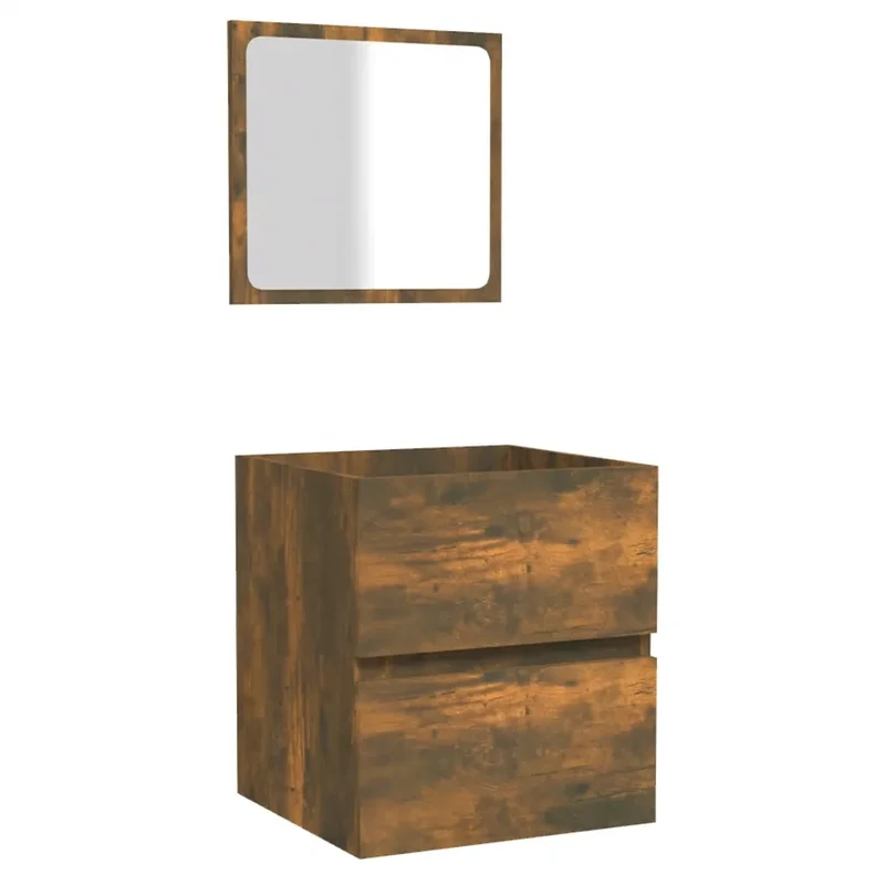 Armoire de bain murale design pratique rangement 41 x 38,5 x 45 cm en bois d'ingénierie chêne fumé 02_0048426