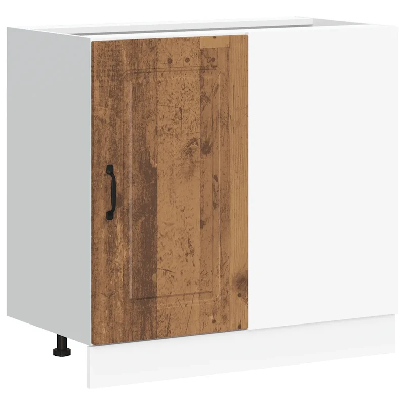 Armoire de cuisine Kalmar pratique vieux bois 86 x 46 x 81,5 cm rangement optimisé pieds réglables en bois d'ingénierie vieux bois 02_0050520