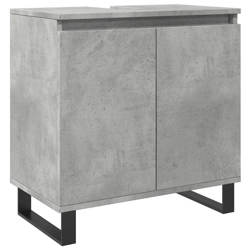 Armoire de salle de bain avec grand rangement industrielle 58 x 33 x 60 cm en bois d'ingénierie gris béton 02_0051099