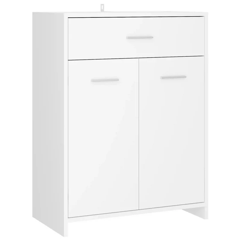 Armoire de salle de bain rangement chic design épuré 60 x 33 x 80 cm en bois d’ingénierie blanc 02_0047838