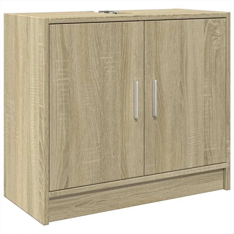 Armoire d'évier sous lavabo chêne sonoma 63 x 29 x 55 cm grand espace de rangement design moderne en bois d'ingénierie chêne sonoma 02_0049522