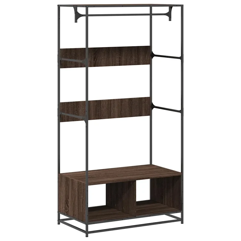 Armoire élégante en bois d'ingénierie 90 x 50 x 180 cm rangement grand espace style industriel en chêne marron 02_0049680