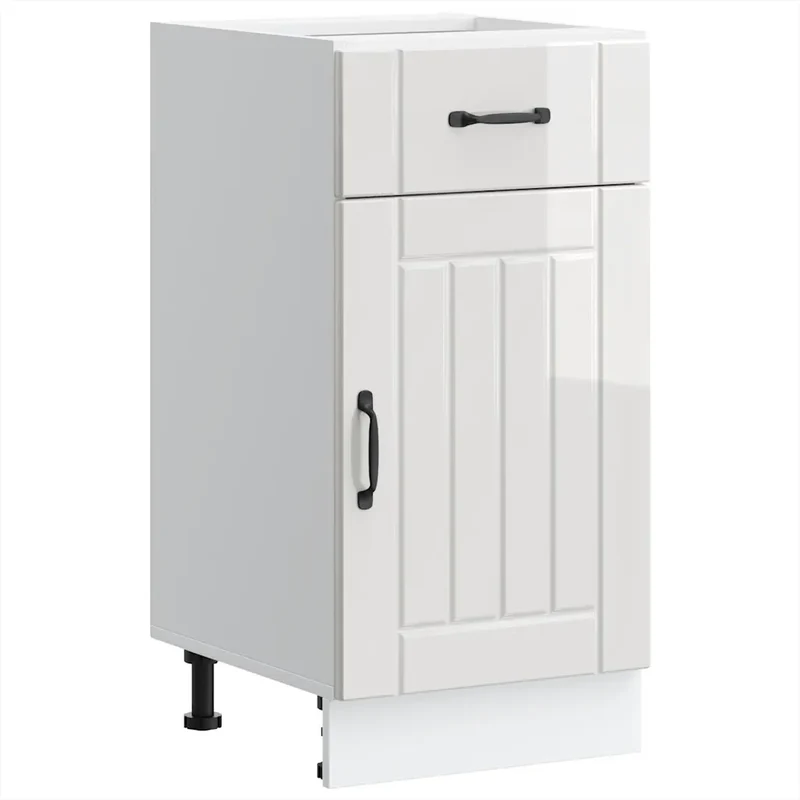Armoire de cuisine avec porte ingénieuse rangement 40 x 46 x 81,5 cm en bois d'ingénierie blanc brillant 02_0050064