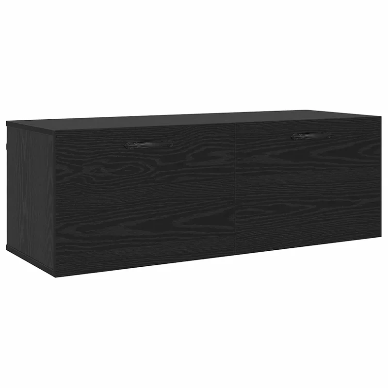 Armoire murale moderne 100 x 36,5 x 35 cm avec étagères design épuré salon en bois d'ingénierie chêne noir 02_0052502