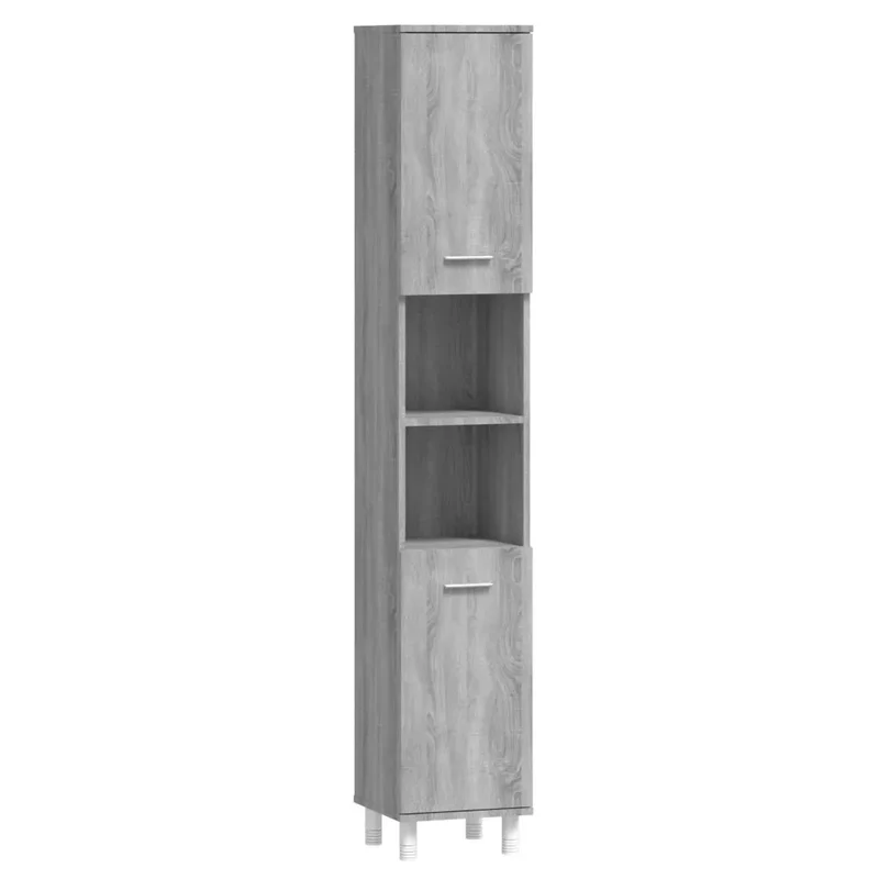 Armoire de bain design pratique salle de bain rangement 30 x 30 x 179 cm en bois d'ingénierie gris 02_0048522