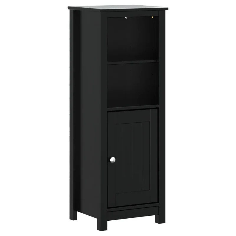 Armoire de salle de bain rangement 40 x 34 x 110 cm design moderne finition mate en pin noir 02_0047338