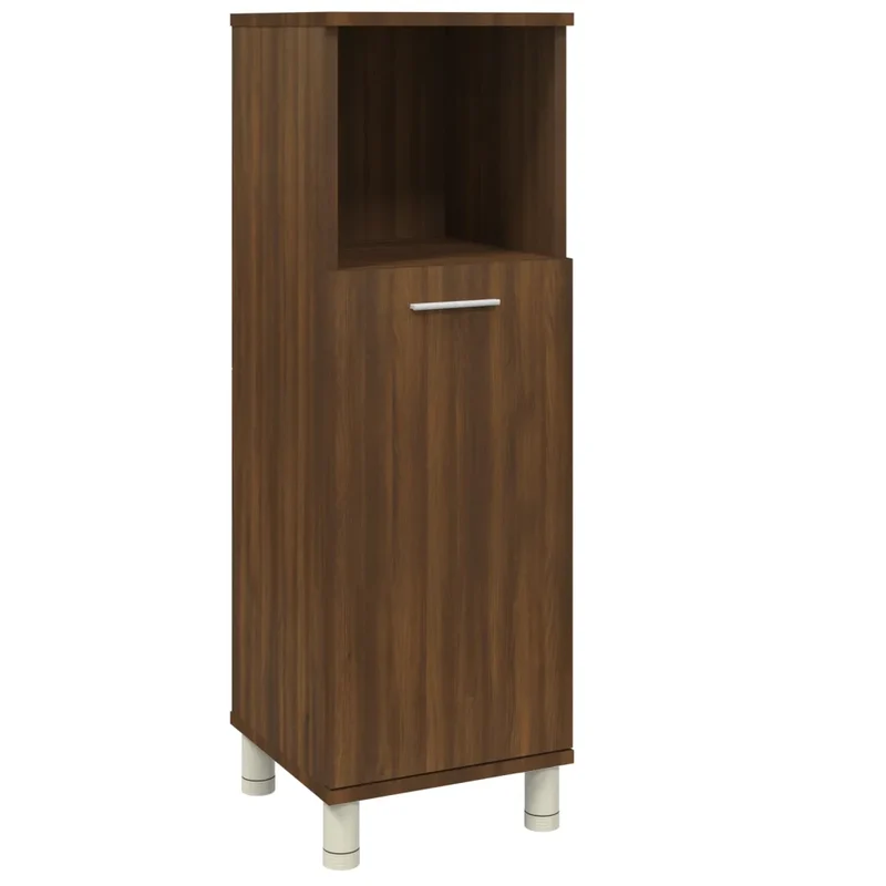 Armoire de bain autoportante avec grand espace de rangement 30 x 30 x 95 cm en bois d'ingénierie chêne marron 02_0048212