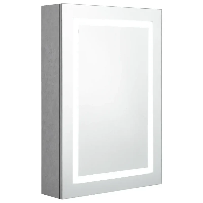 Armoire à miroir LED murale moderne 50 x 13 x 70 cm avec 3 étagères design contemporain en MDF gris béton 02_0046739