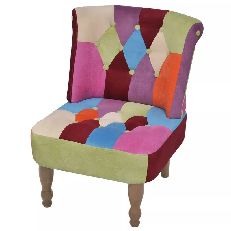 Fauteuil chaise siège lounge design club sofa salon en style français avec de patchwork tissu 1102035/3