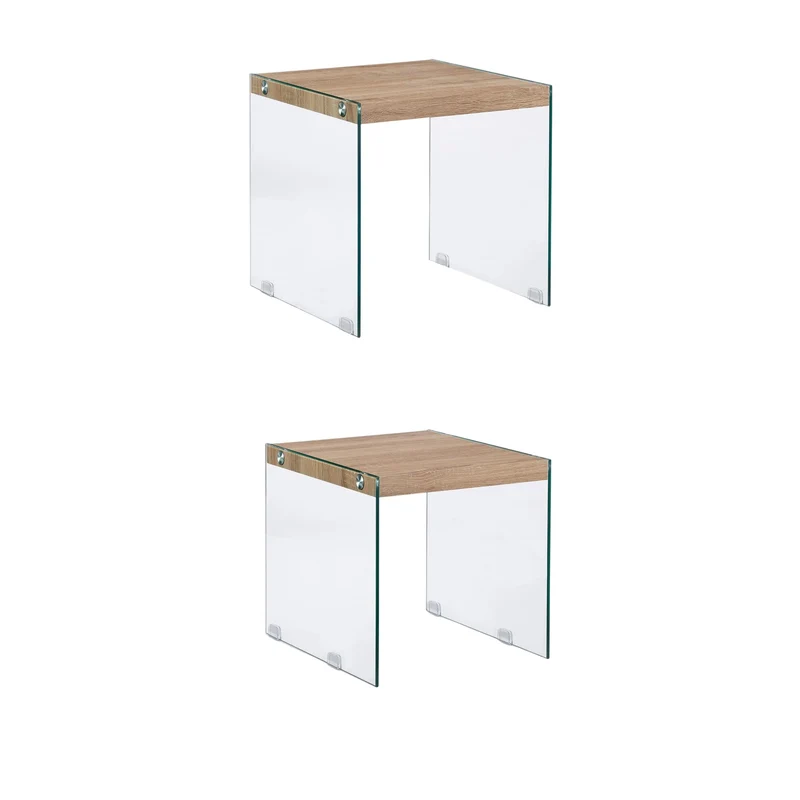 Lot de 2 table basses gigogne bois pieds verre 13_0002486