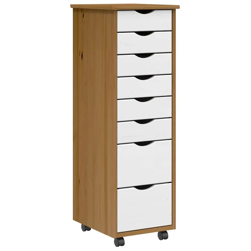 Armoire roulante de rangement grande capacité 34 x 39 x 103 cm en bois de pin marron miel 02_0057656