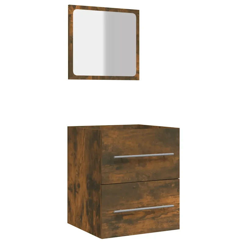 Armoire de salle de bain murale avec miroir pratique 41 x 38,5 x 48 cm style moderne en bois chêne fumé 02_0048424