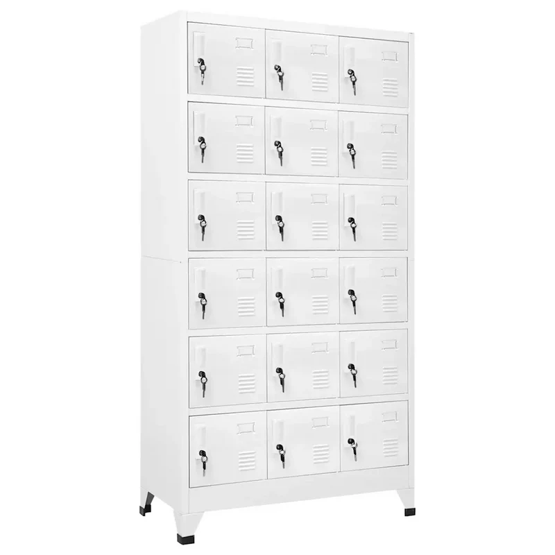 Armoire à casier avec 18 compartiments sécurisée vestiaire 90 x 40 x 180 cm en métal gris 02_0046297