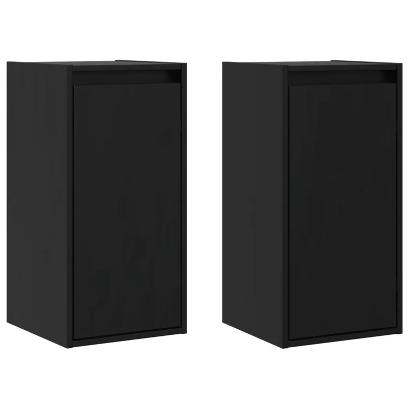 Lot de 2 armoires murales décoratives fonctionnelles 30 x 30 x 60 cm en bois de pin massif noir 02_0048093