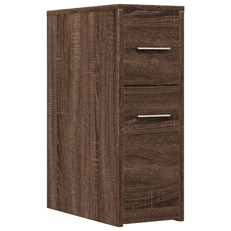 Armoire de salle de bain étroite avec roulettes 22 x 44 x 61,5 cm rangement pratique moderne décoratif en bois d'ingénierie chêne marron 02_0050652